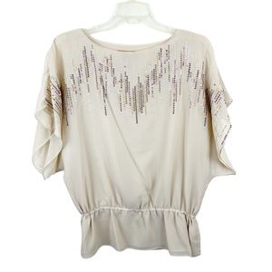 Ellen Tracy Dolman Sleeve Elastic Waist Blouse